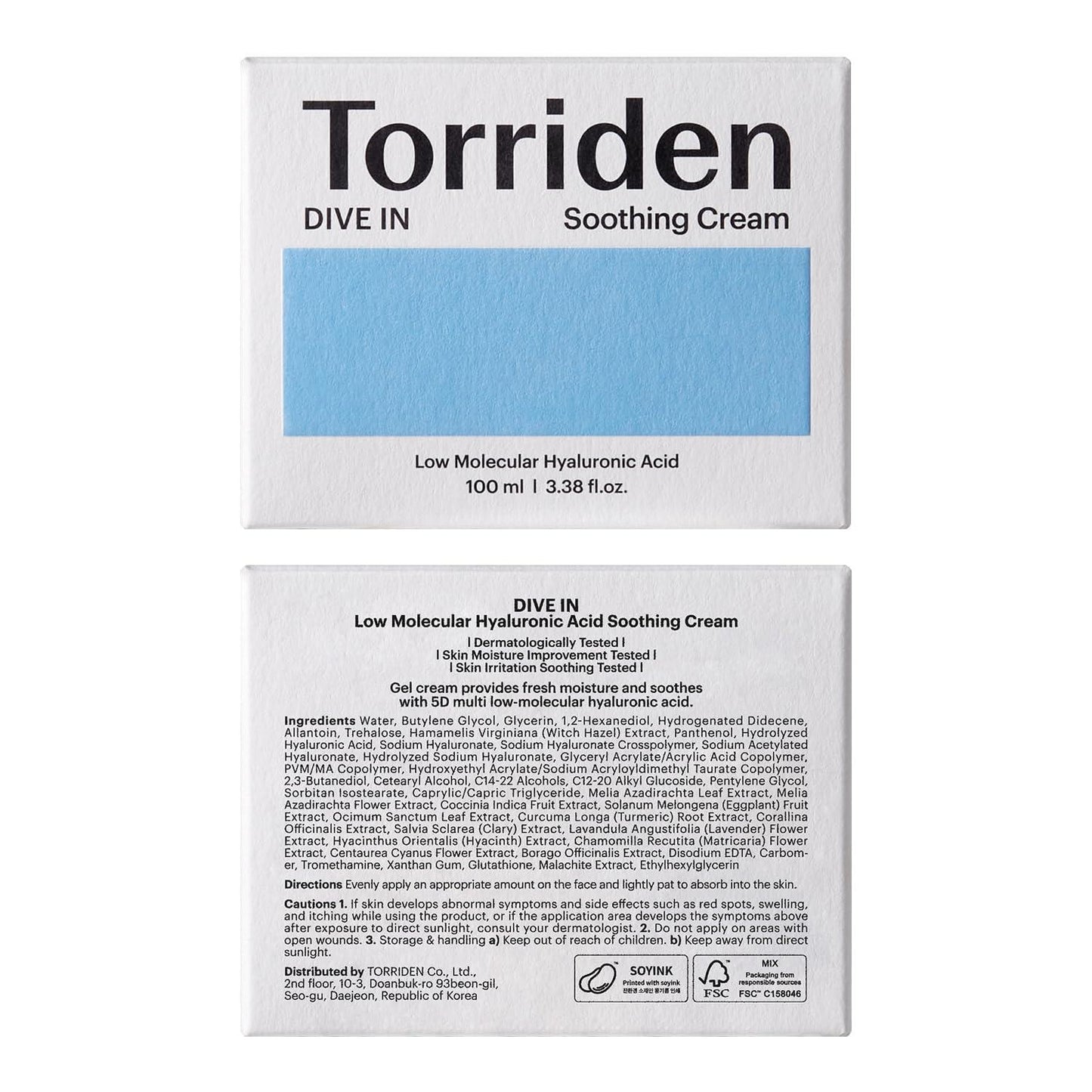 [Torriden] DIVE IN Düşük Moleküler Hyaluronik Asit Yatıştırıcı Krem 100ml