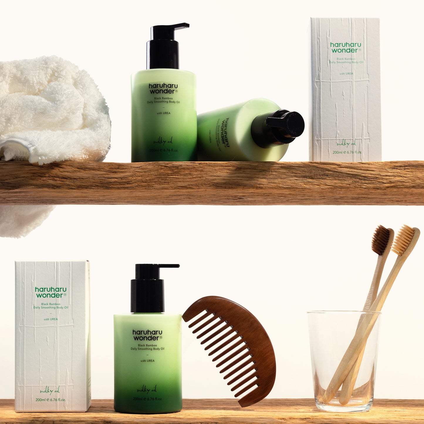 [haruharuwonder] Siyah Bambu Günlük Yatıştırıcı Vücut Yağı 200ml