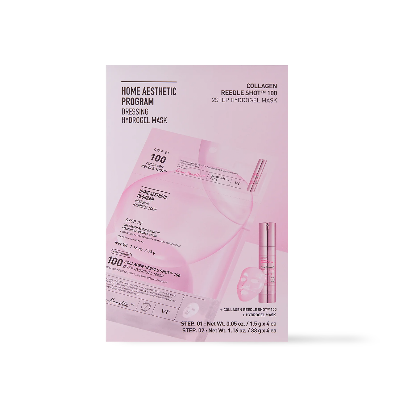 [VT Cosmetics] COLLAGEN Reedle Shot 100 2STEP Hydrogel Mask 4ea